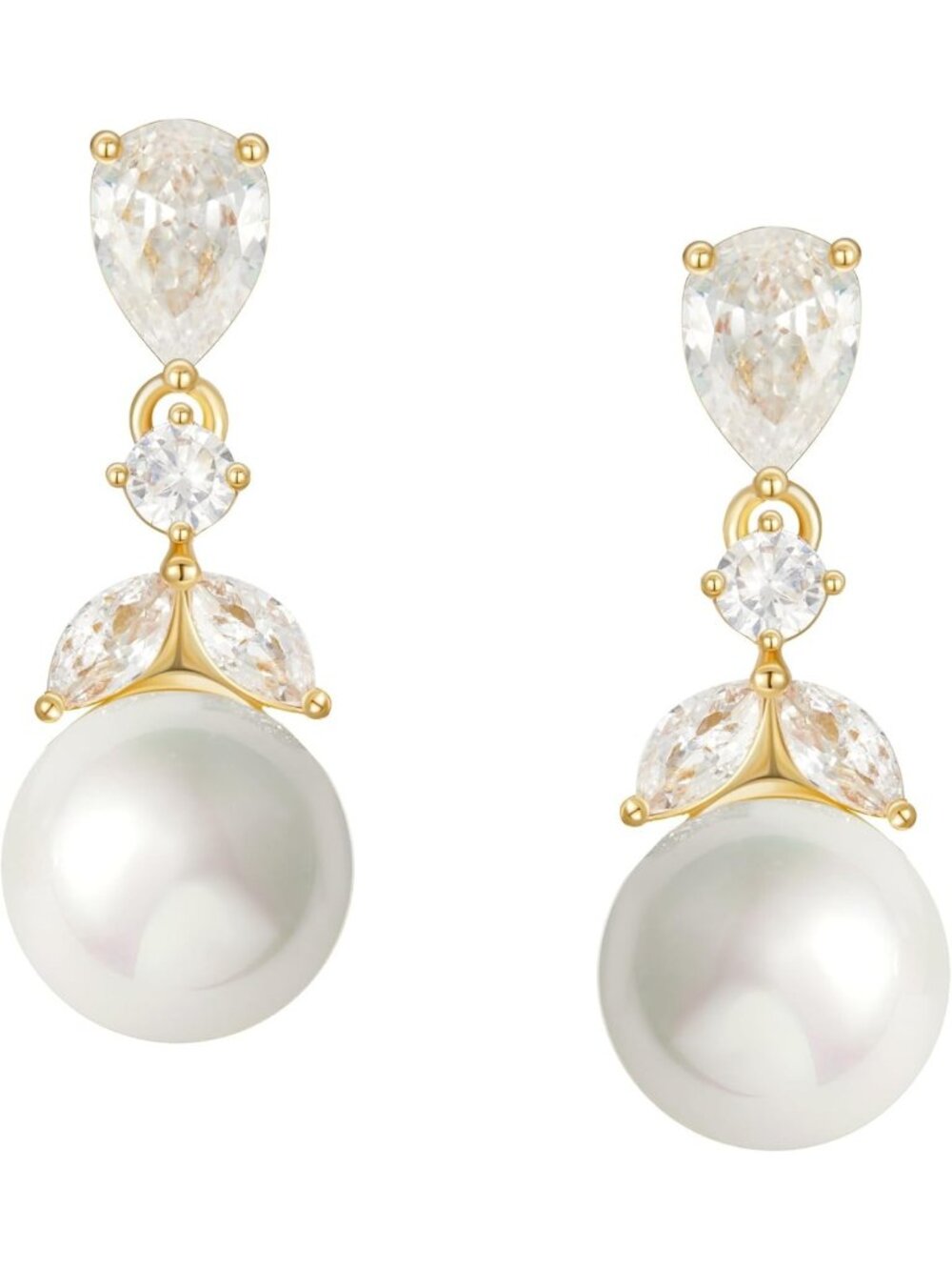 Elegant Pearl Drop Earrings with Cubic Zirconia for Weddings & Bridesmaids Gift